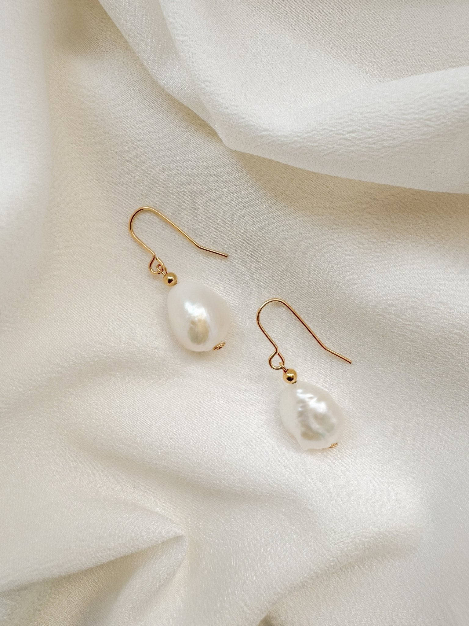 Keira large baroque pearl gold drop earrings