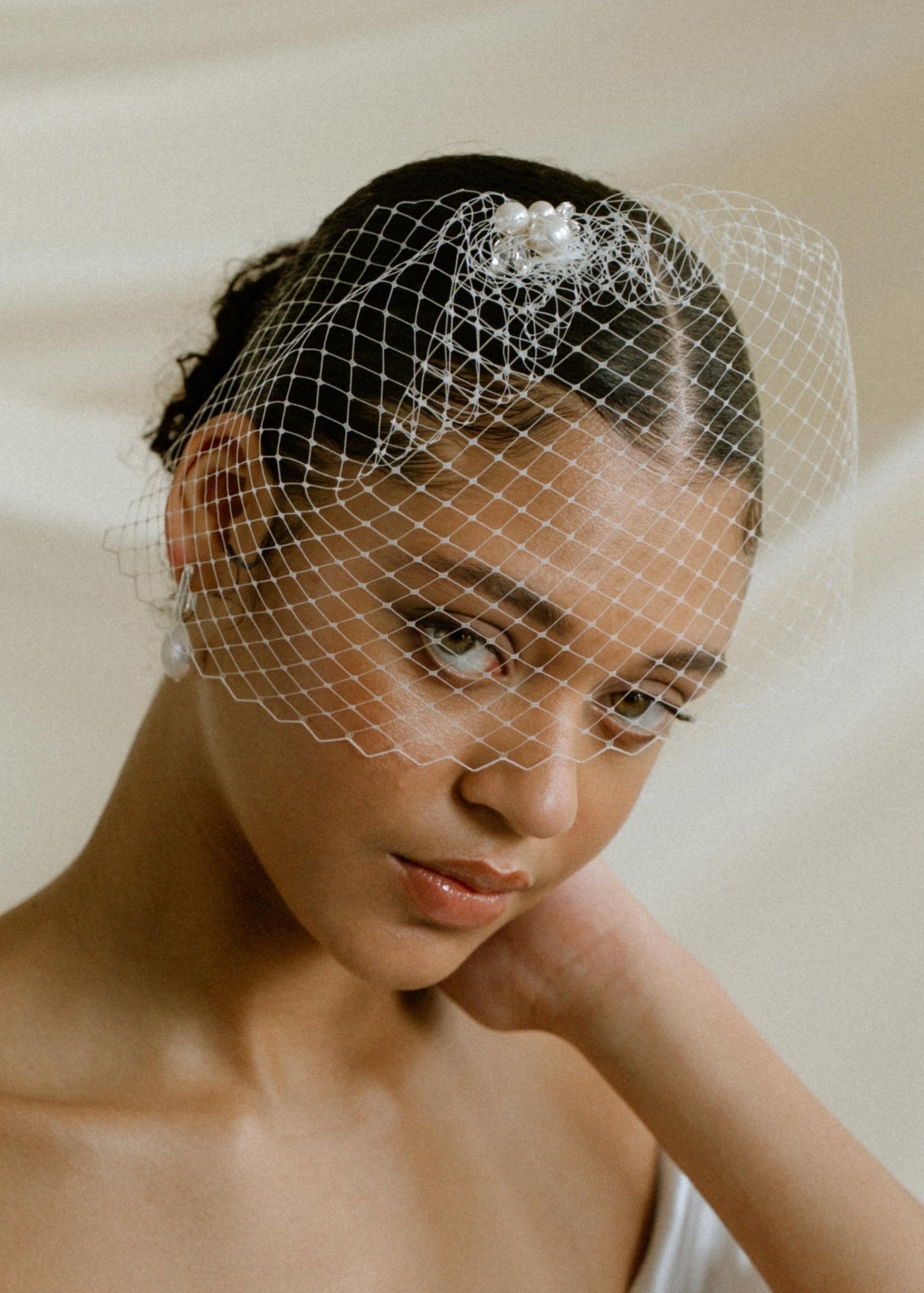 Luxury Hand-Sewn Ivory Bridal Birdcage Veil