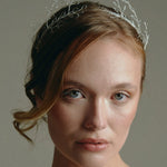 Model wears leaf crown in silver