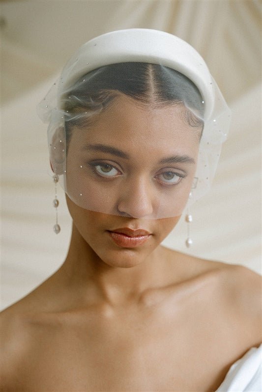 Dita Sheer Tulle Ivory Birdcage Veil With Face-Framing Crystals