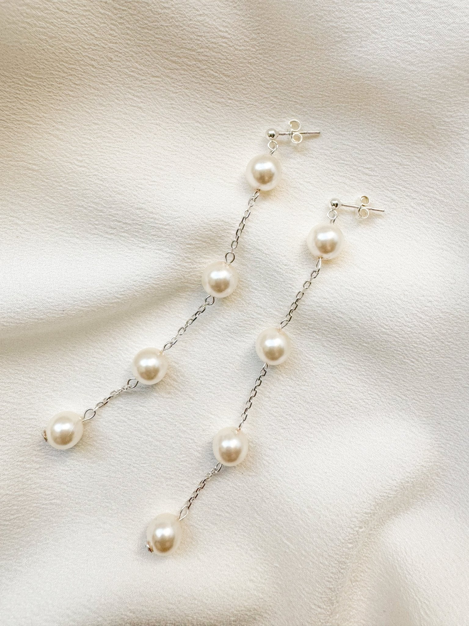 Dorothy Vegan Pearl Long Drop Earrings
