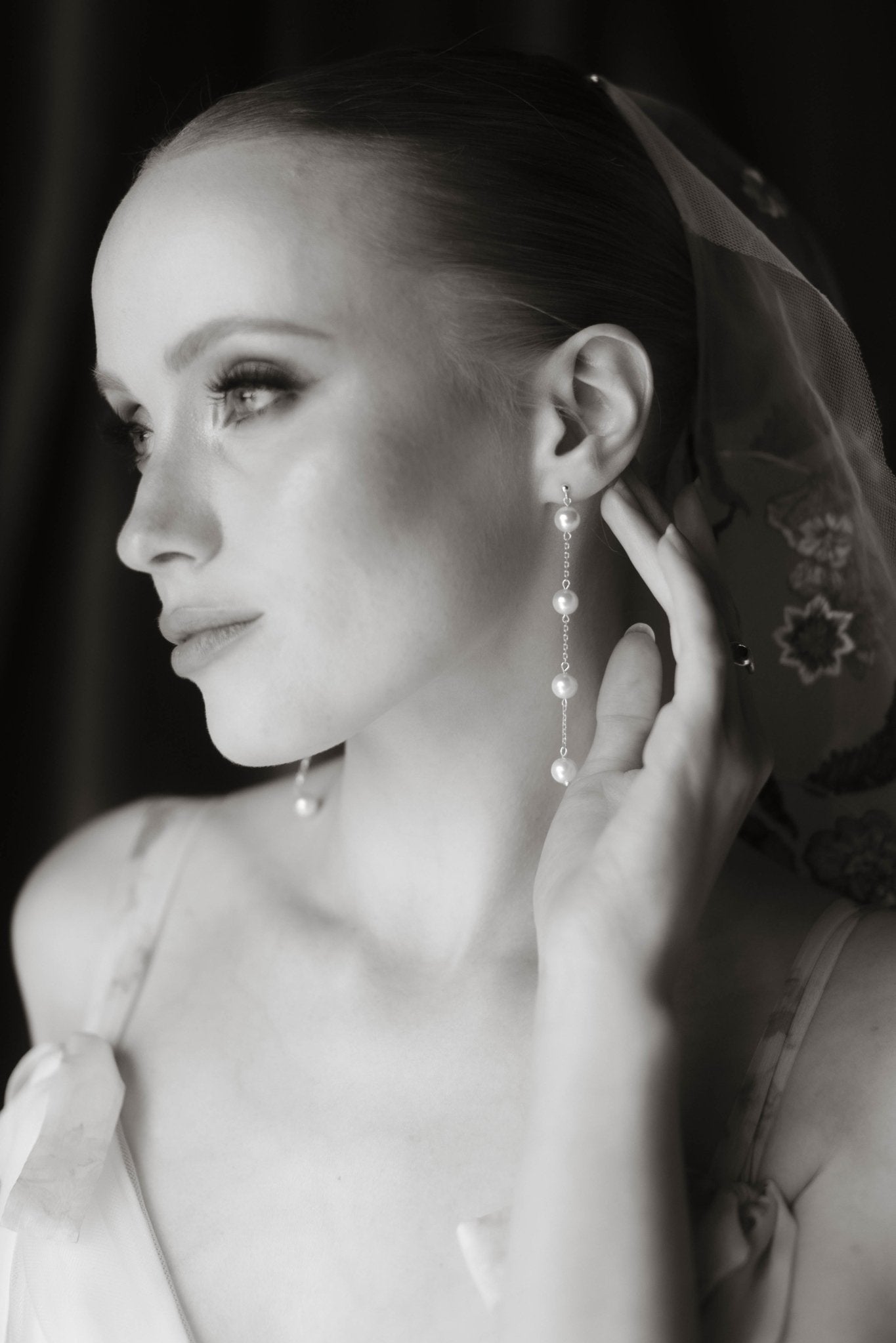 Dorothy Vegan Pearl Long Drop Earrings