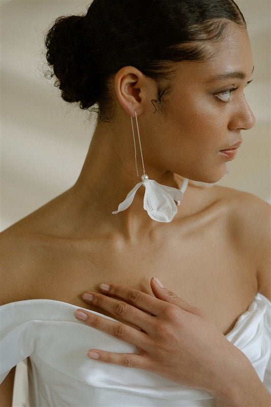 Frederica Ear Threader Long Drop Floral Earrings