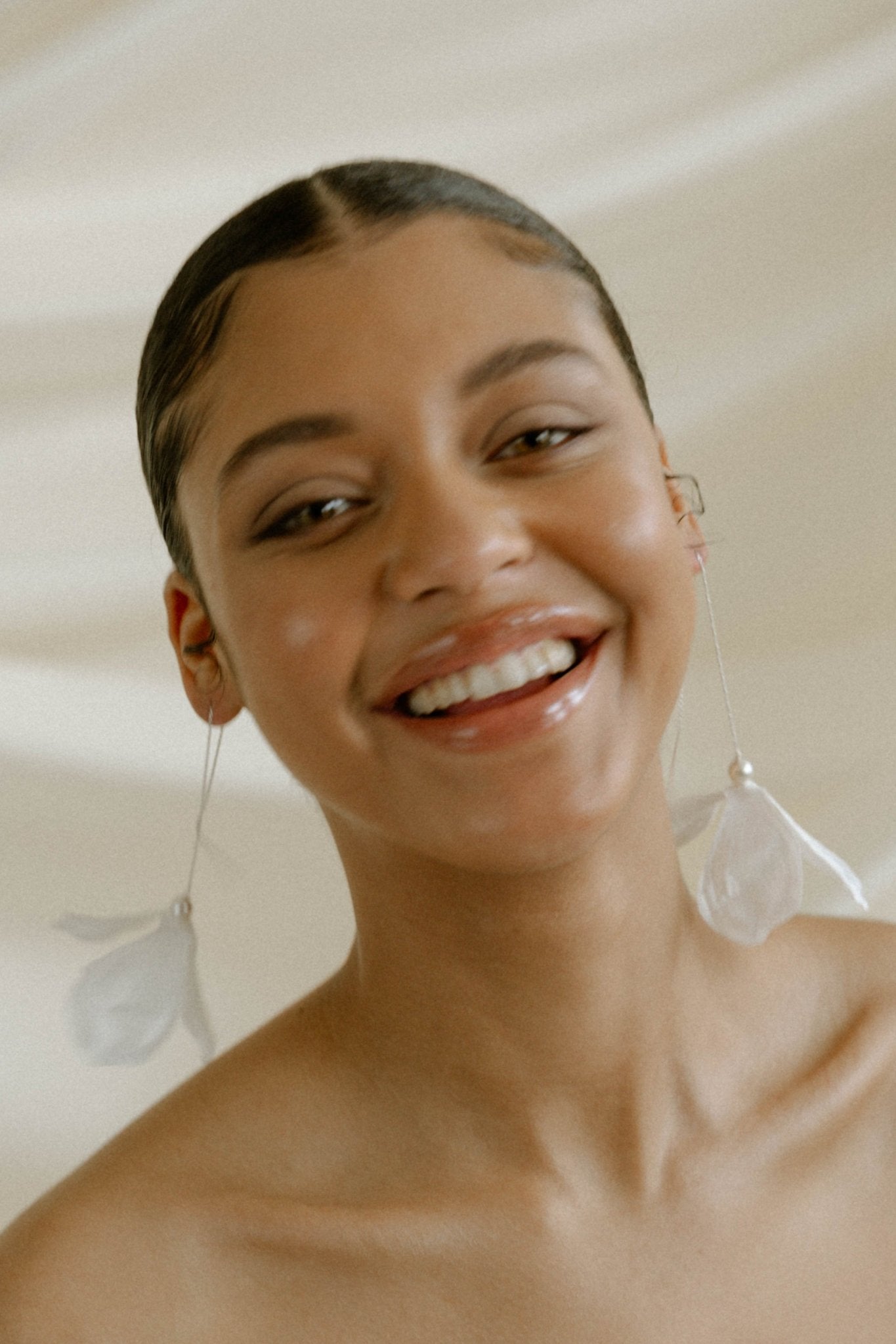 Frederica Ear Threader Long Drop Floral Earrings