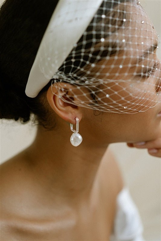 Ora Large Baroque Pearl Sculptural Oblong Hoop Style Earrings
