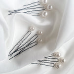Pearl hair pins for wedding set of nine small medium and large Swarovski hair pins in pale ivory - Prudence