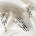 Pearl hair pins - Prudence set of nine pearl hair pins for wedding - warm ivory 
