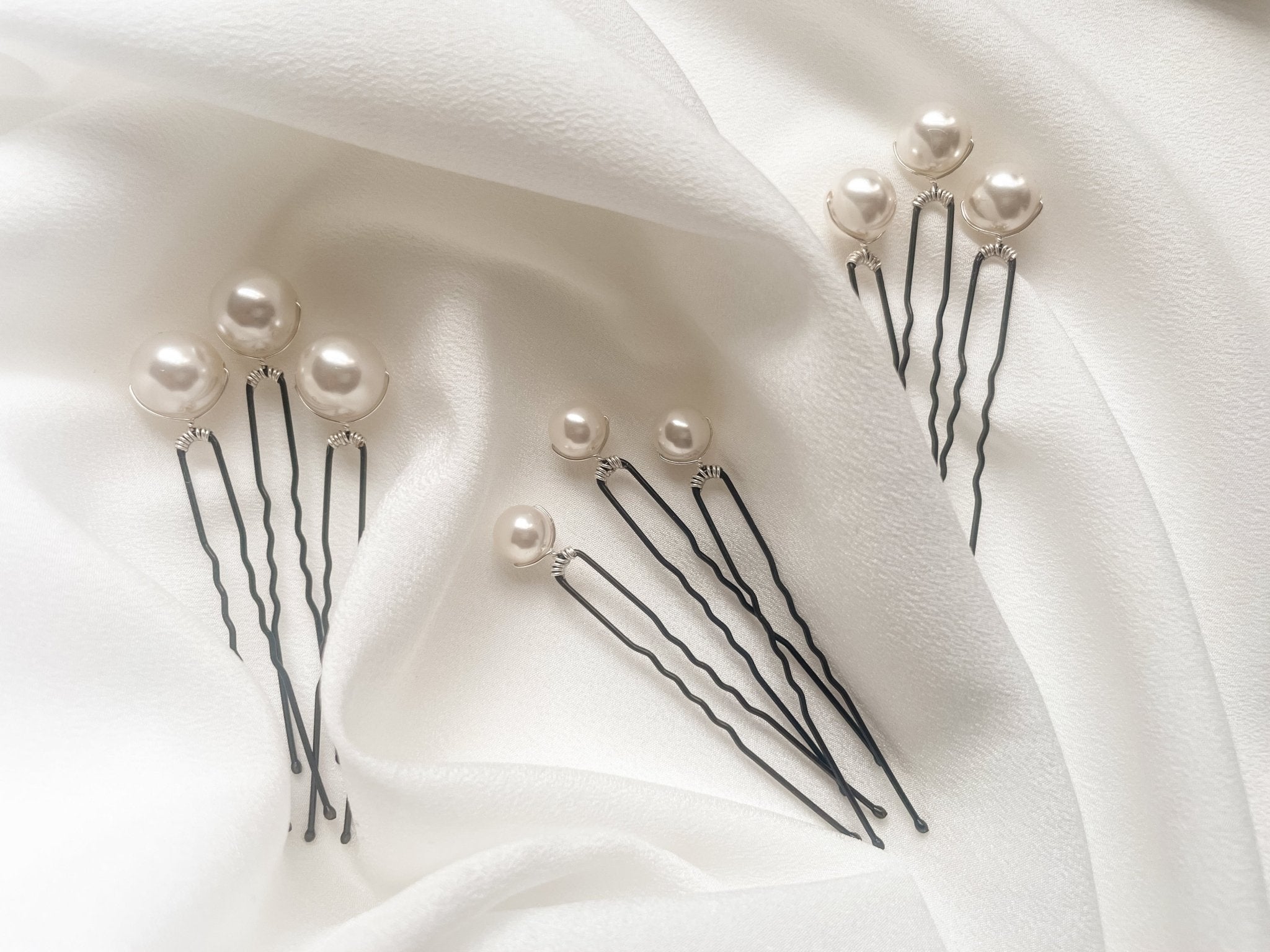 Pearl hair pins - Prudence set of nine pearl hair pins for wedding - warm ivory 