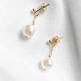 Pippa small drop baroque pearl earrings gold