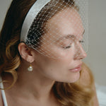 Robyn Ivory Satin Birdcage Veil Flat Headband