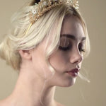 Gold and green crystal floral bridal crown - Small Coraline