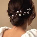 Prudence single pearl hair pins in mixed size with matching Prue headband