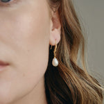 Gold teardrop freshwater pear earrings
