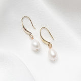 Aria gold  teardrop freshwater pearl French hook earrings debbiecarlisle.com £45