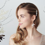 Artemis slim Swarovski star and pearl comb and Asteria earrings set