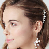 Artemis slim Swarovski star and pearl classic comb and Asteria drop earrings set