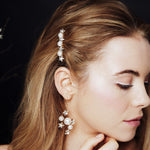 Asteria earrings worn with Artemis Swarovski star and pearl comb