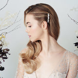 Artemis slim Swarovski star and pearl wedding hair comb by debbiecarlisle.com