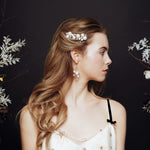 Set of three Astra Swarovski Crystal star and moon bridal hair pins with Asteria earrings