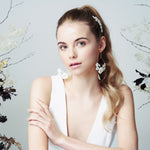 Beth bohomian mother of pearl flower wedding hair comb and bridal earrings set by debbiecarlisle.com
