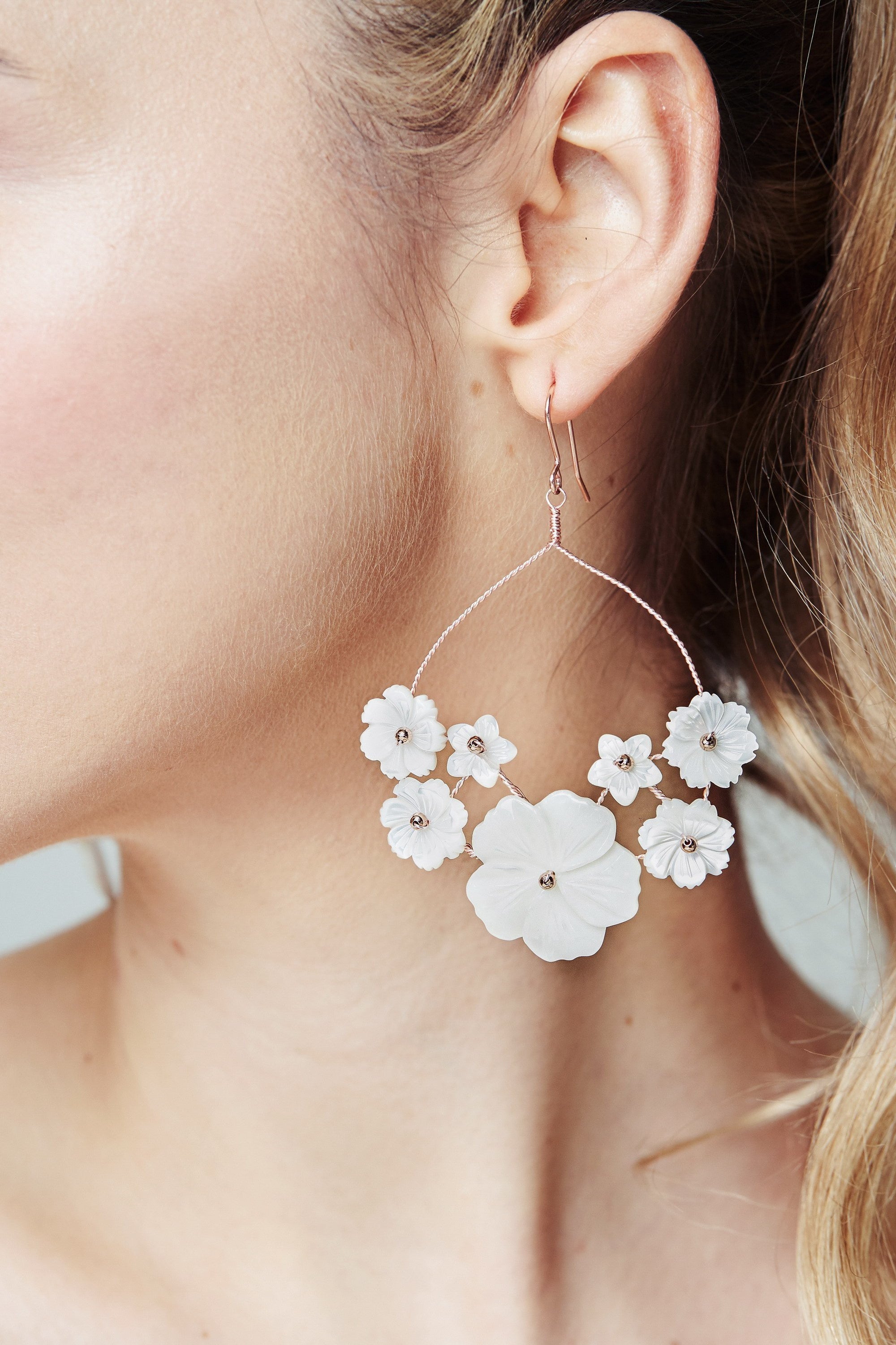 Hoop sales flower earrings