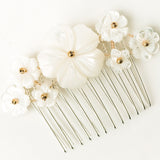 Beth rose gold mother of pearl flower hair comb
