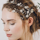 Bohemian silver crystal wedding hair vine headband