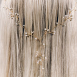 Multi strand plait hair vine in gold and freshwater pearls - Celine 'Y' hair vine