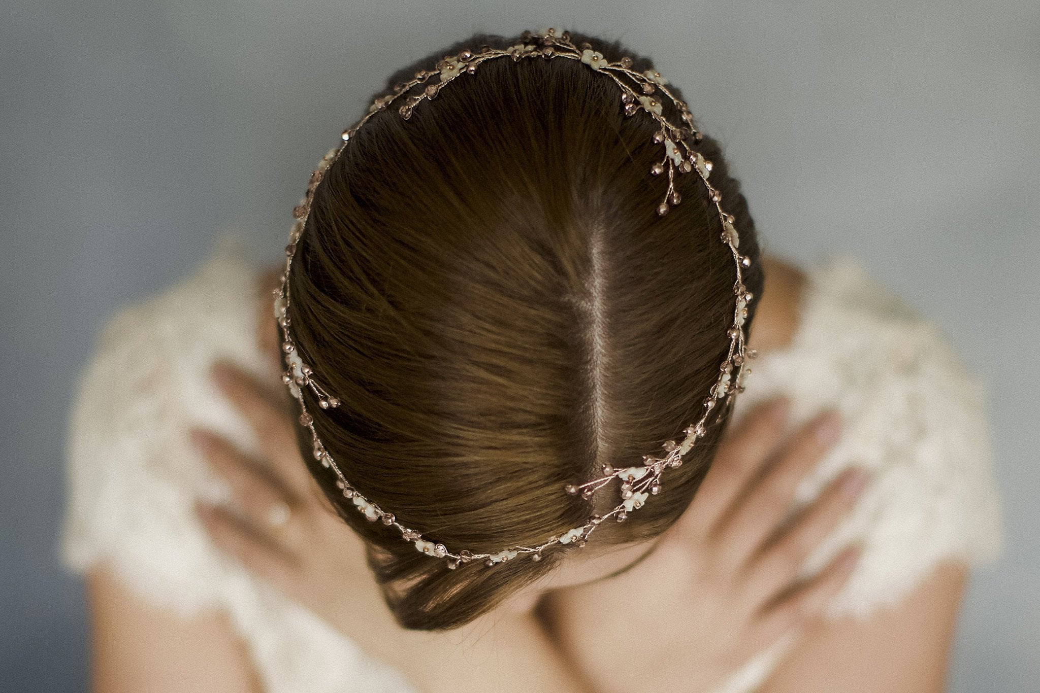 Delicate flower crown wedding halo circlet - Cornelia - Debbie Carlisle