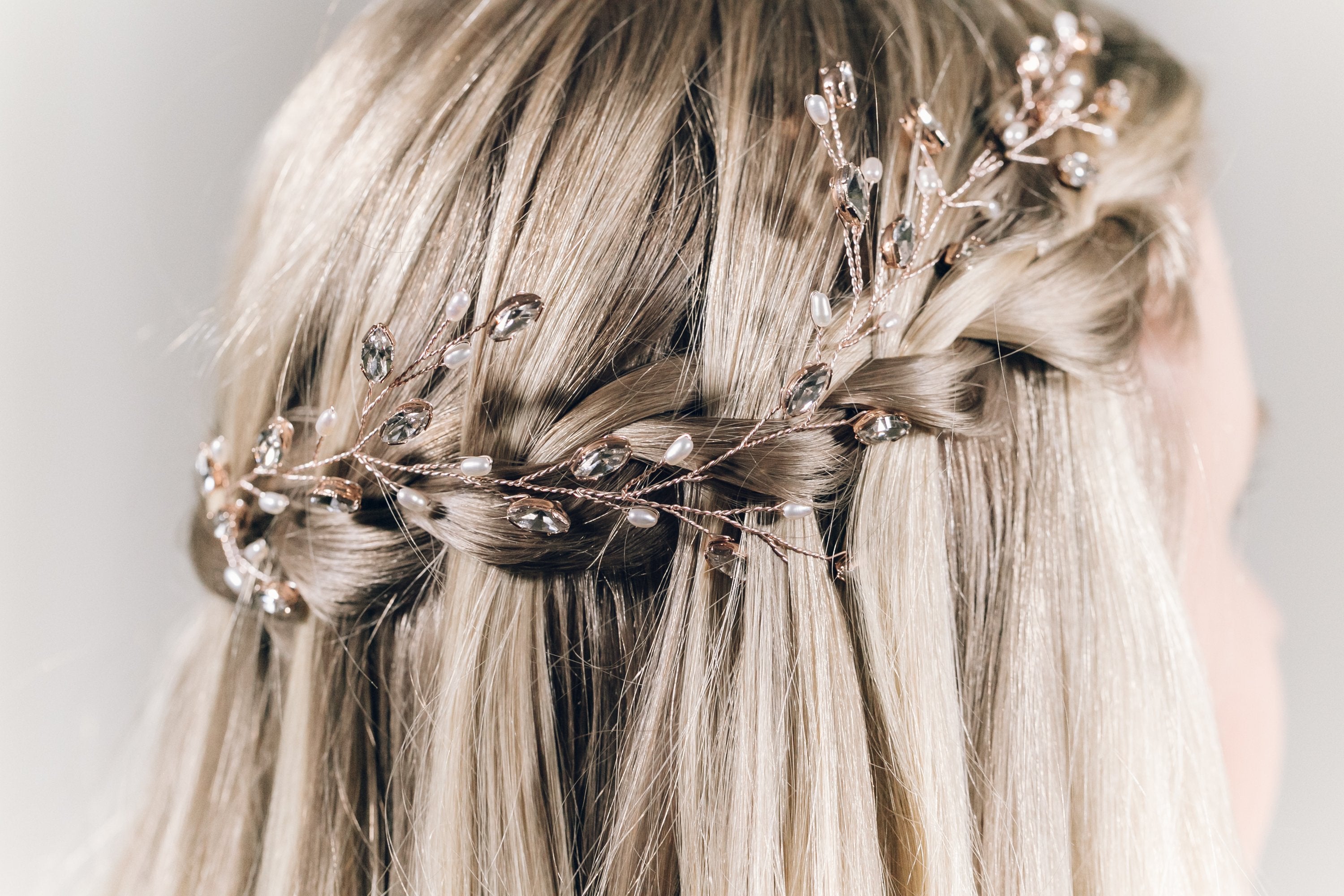 Rose gold Swarovski crystal wedding hairvine - Cassie