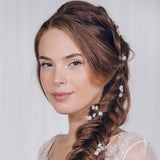 Delicate mother of pearl flower hair pins set - Daisy - Debbie Carlisle