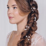 Delicate mother of pearl flower hair pins set - Daisy - Debbie Carlisle