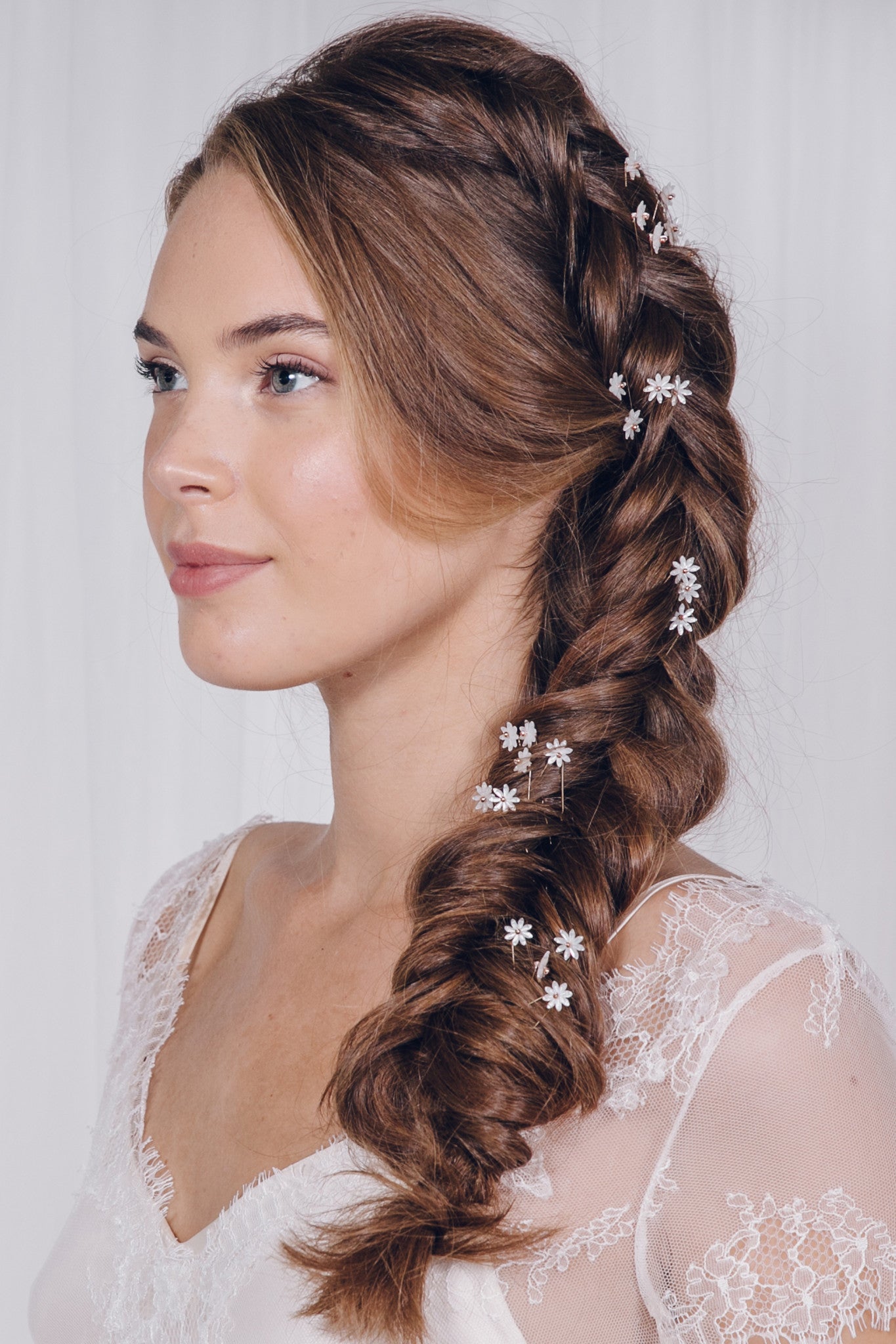 Delicate mother of pearl flower hair pins set - Daisy - Debbie Carlisle