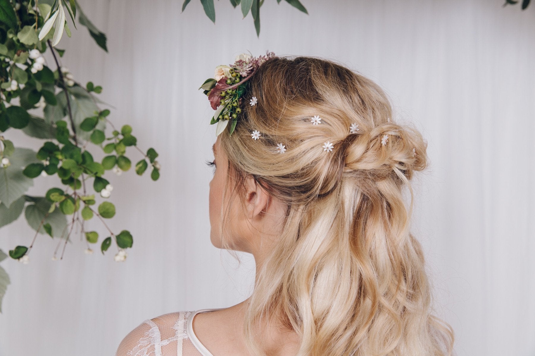 Delicate mother of pearl flower hair pins set - Daisy - Debbie Carlisle