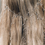 Silver and freshwater pearl veil hairvine with dangling strands - Elise