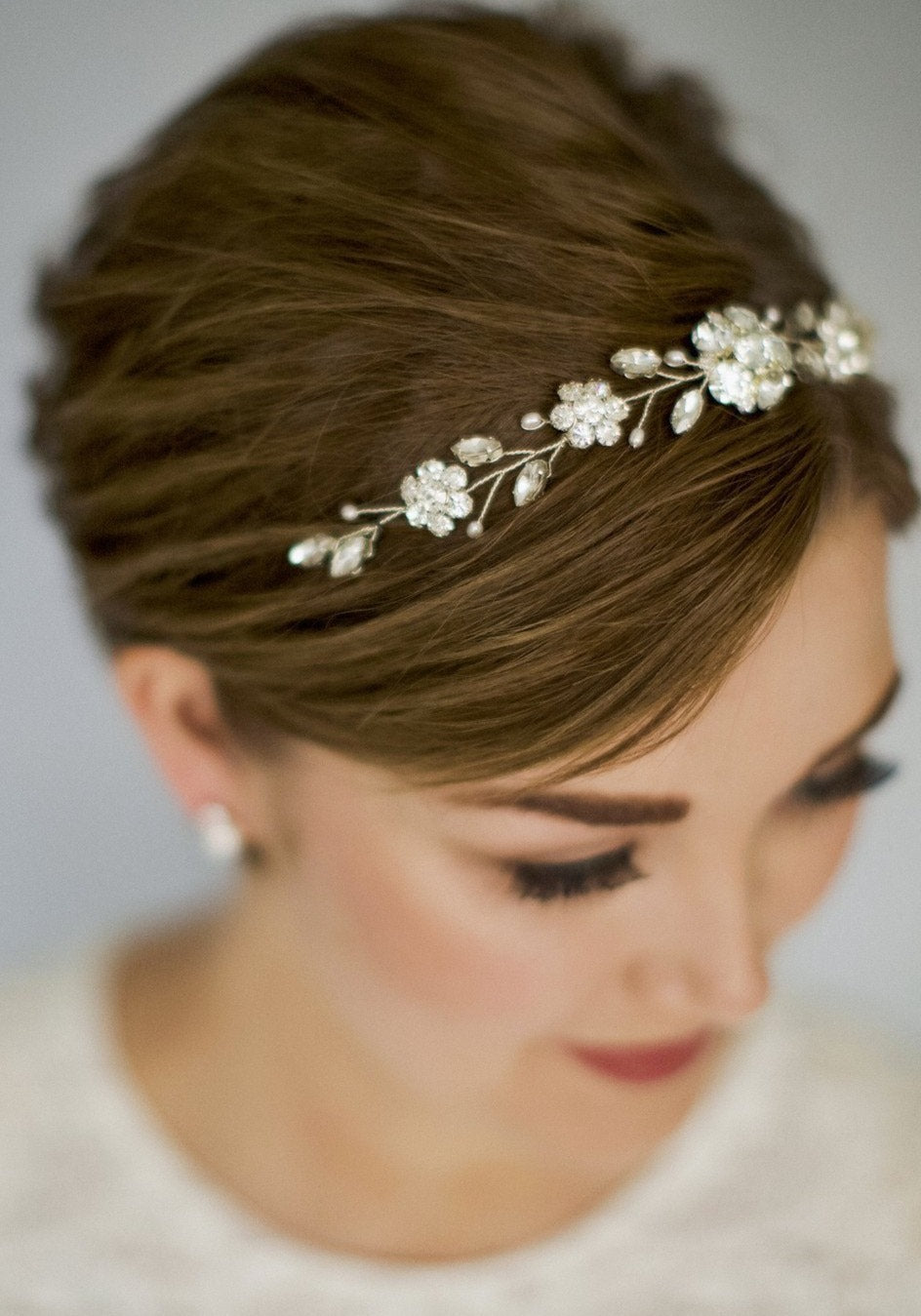 Estelle Silver Crystal Tiara Hair Vine