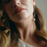 Freda Baroque Pearl Ear Threader Earrings Gold/Silver