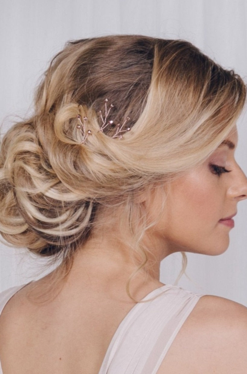 Rose gold simple wedding hairpins
