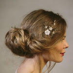 Imogen silver mother of pearl and crystal beaded wedding clip