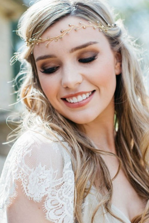 simple gold wedding browband 