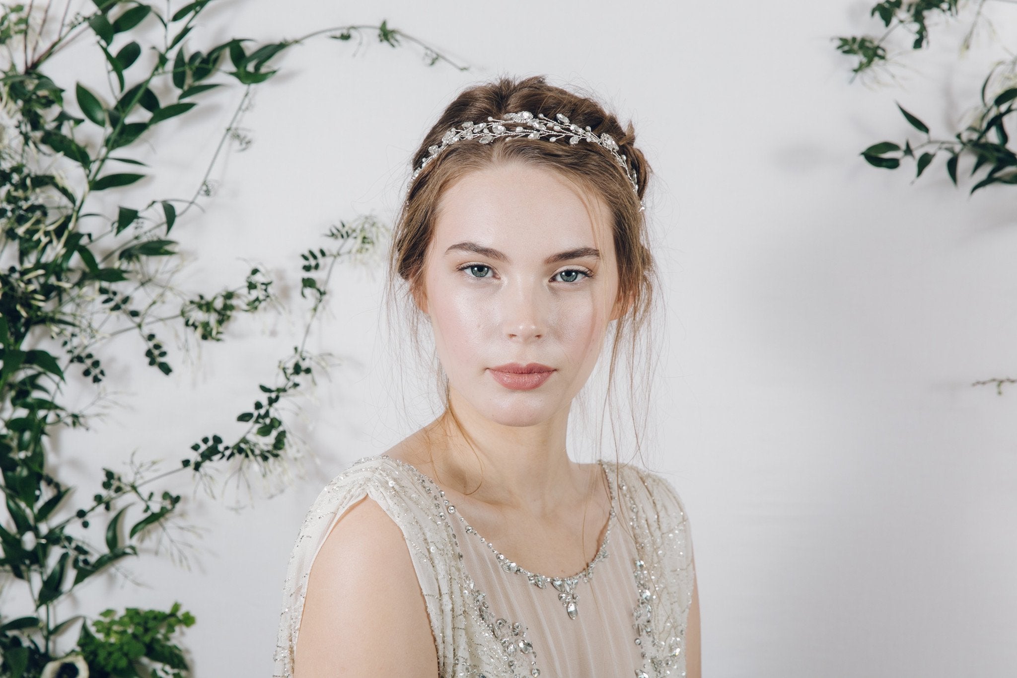 Bohemian ethereal crystal wedding headband 