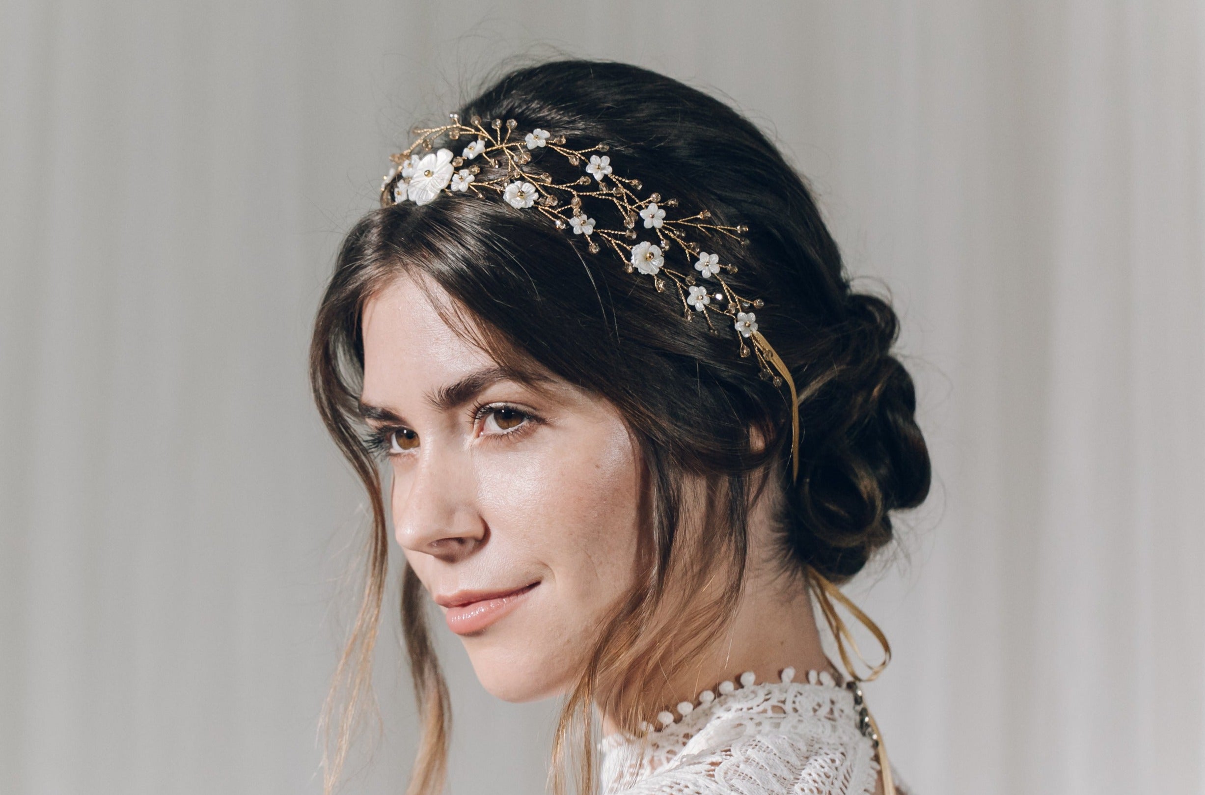 Bohemian gold crown intertwined woven bridal hairvine - Katarina