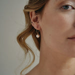 simple round pearl earring hoops gold