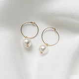 Lola vegan gold  round pearl hoop earrings debbiecarlisle.com £40