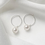 Lola vegan silver round pearl hoop earrings debbiecarlisle.com £40