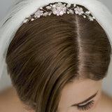 Lucille Silver Crystal and Pearl Floral Veil Comb