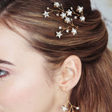 Lunaria Swarovski Crystal star cluster hairpins trio and earrings set by debbiecarlisle.com