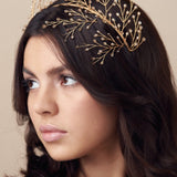 Gold crystal botanical hairpins - May - with matching Maeve crown