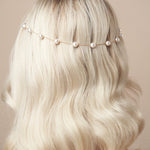 Simple pearl gold headband hairvine in back of the head  - Pru