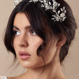 Silver crystal flower crown with matching hairpins - Mabel
